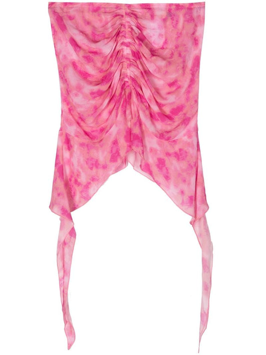 Pink Tie-dye Chiffon Miniskirt