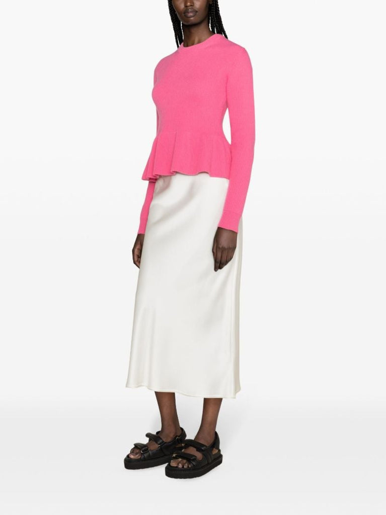 Pink Peplum-hem Wool Top