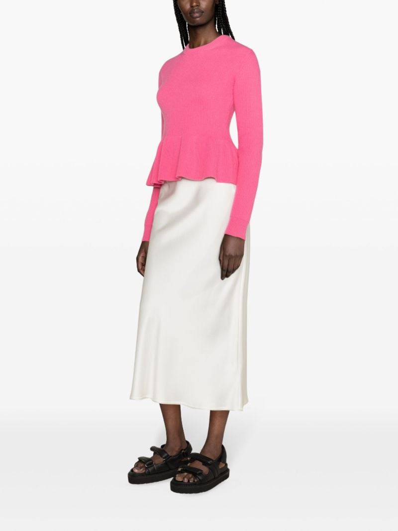 Pink Peplum-hem Wool Top