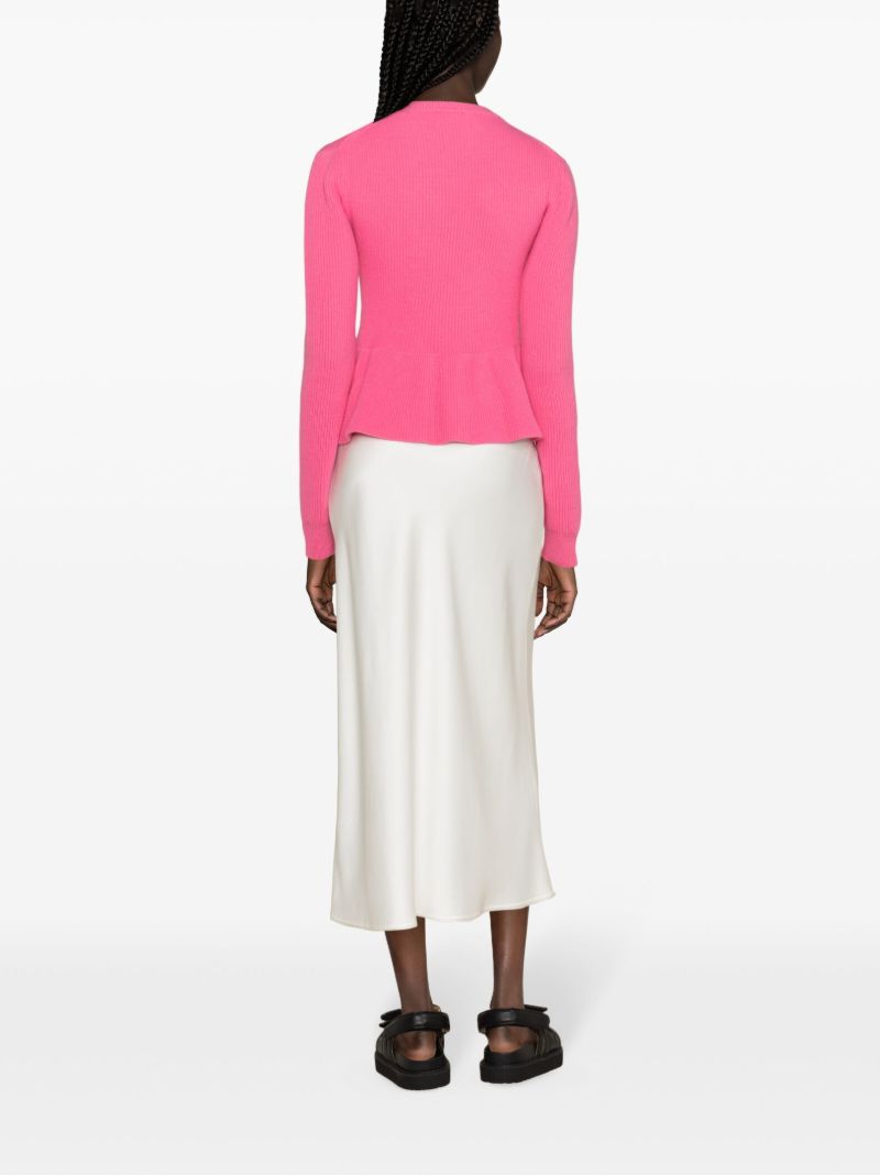 Pink Peplum-hem Wool Top