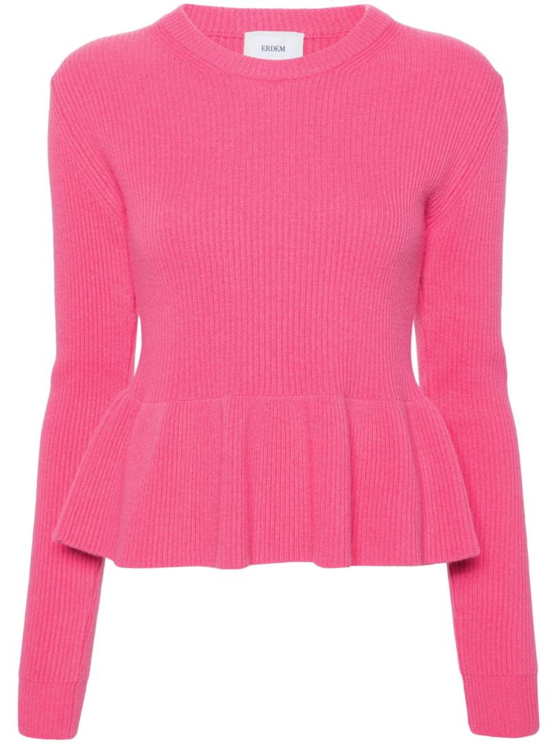 Pink Peplum-hem Wool Top