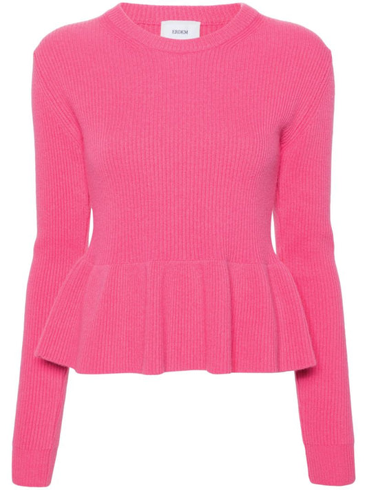 Pink Peplum-hem Wool Top