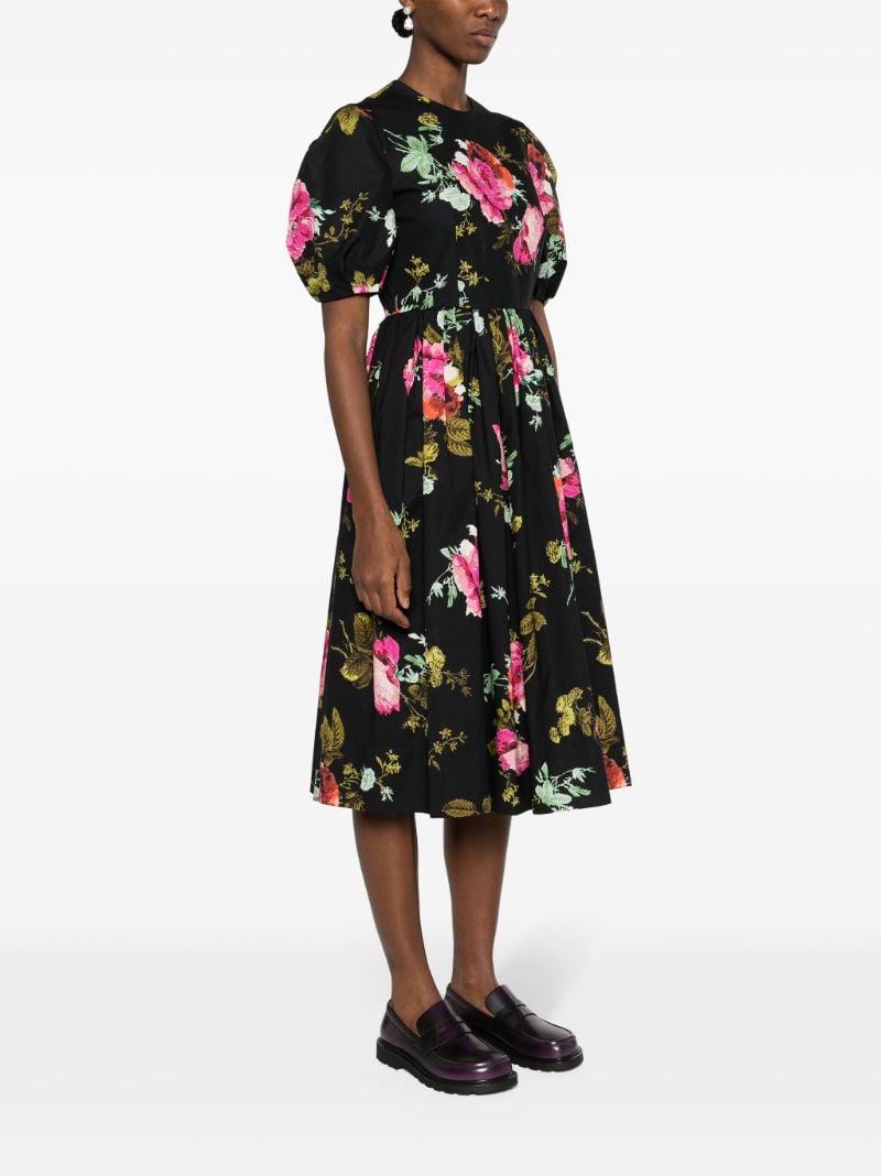 Black Floral-print Cotton Dress