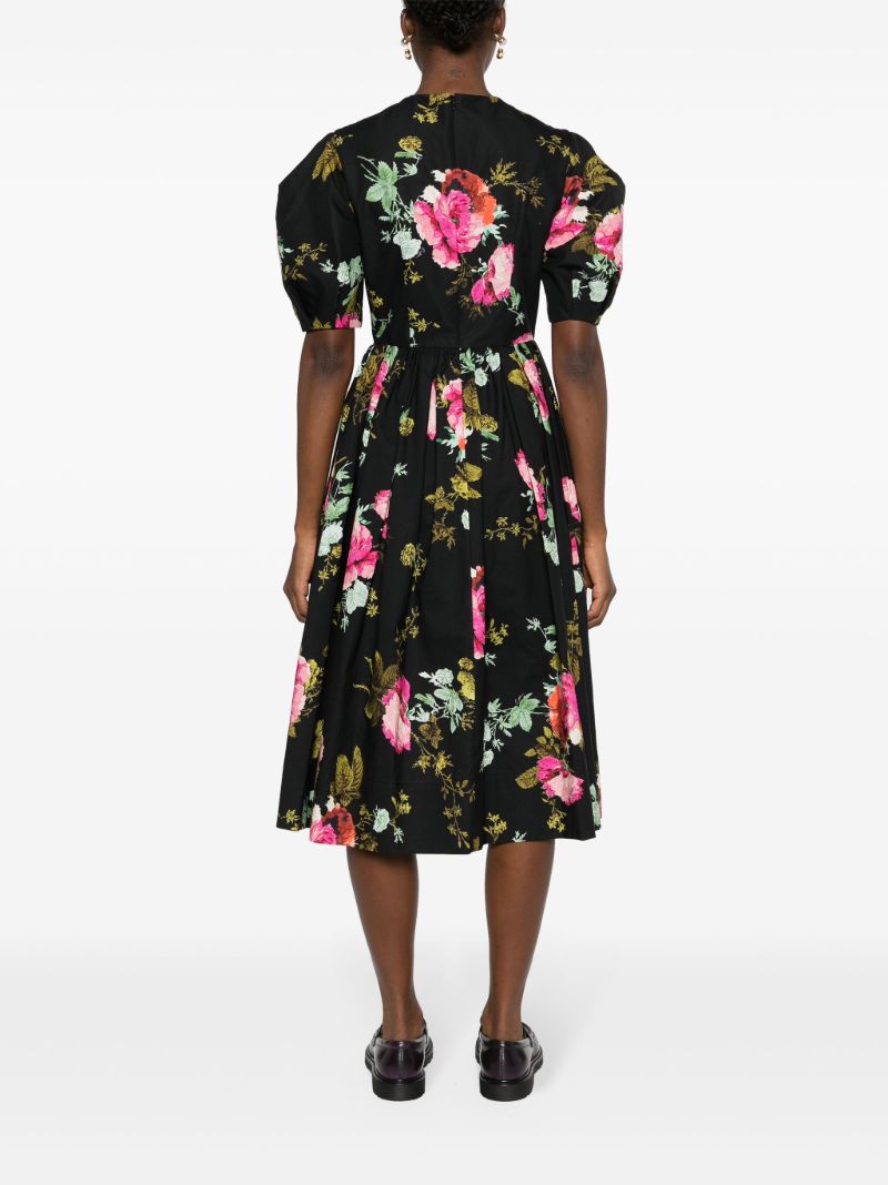 Black Floral-print Cotton Dress