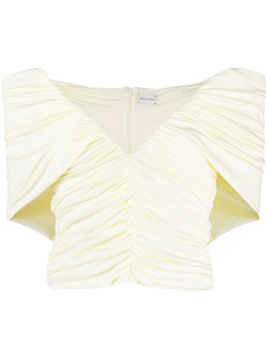 Neutral Off-shoulder Ruched Top