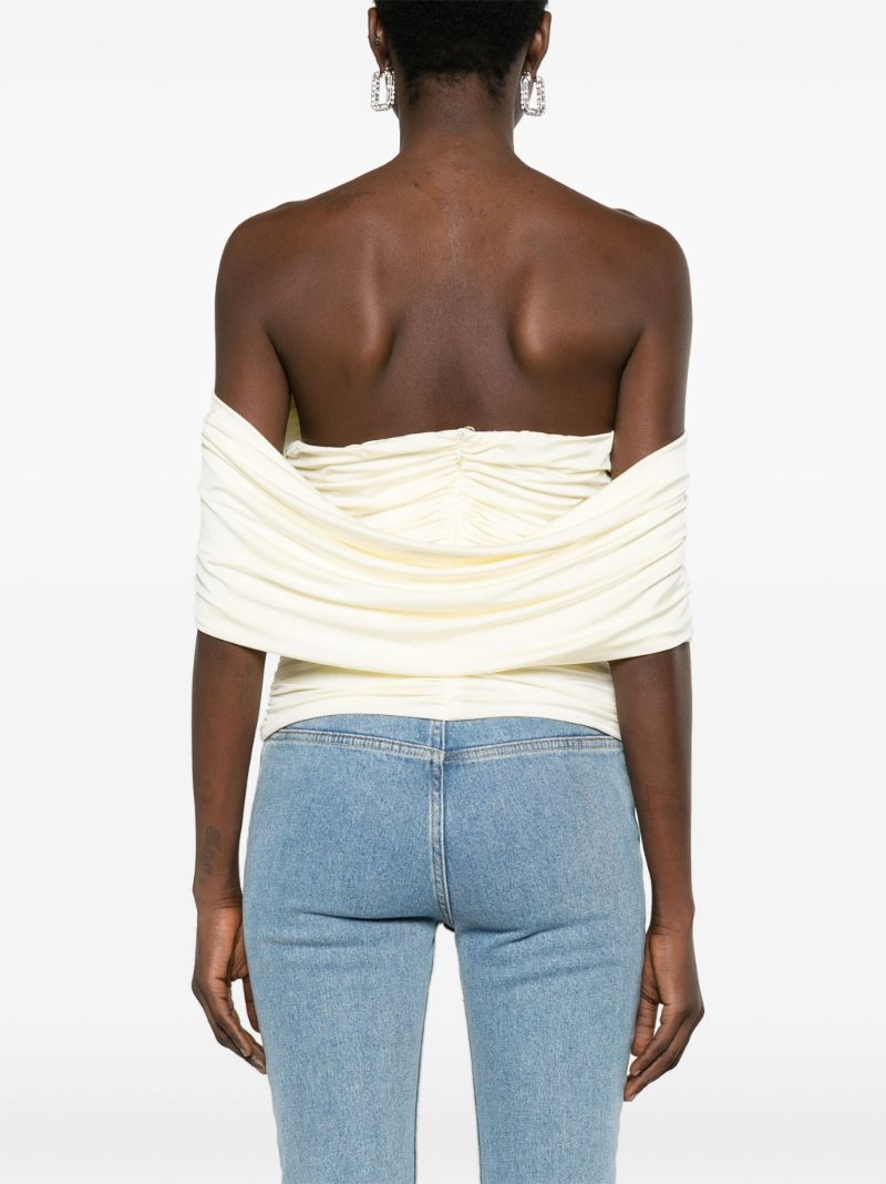 Neutral Off-shoulder Ruched Top