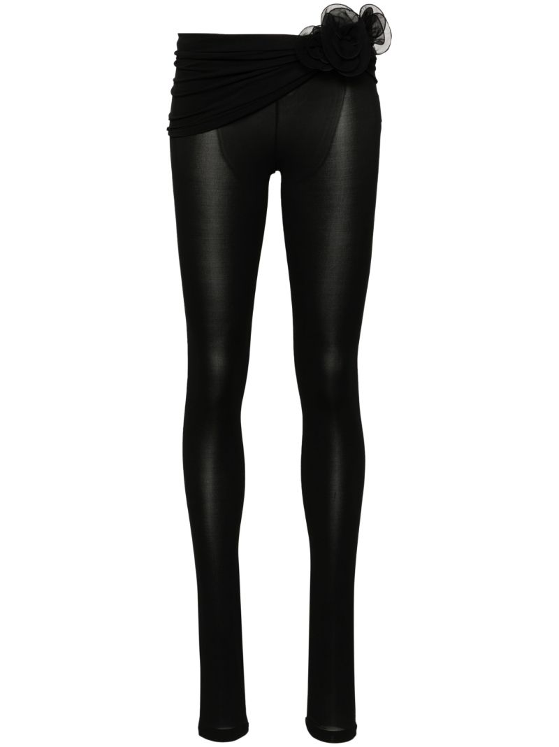Black Floral-appliquÃ© Faux-leather Leggings