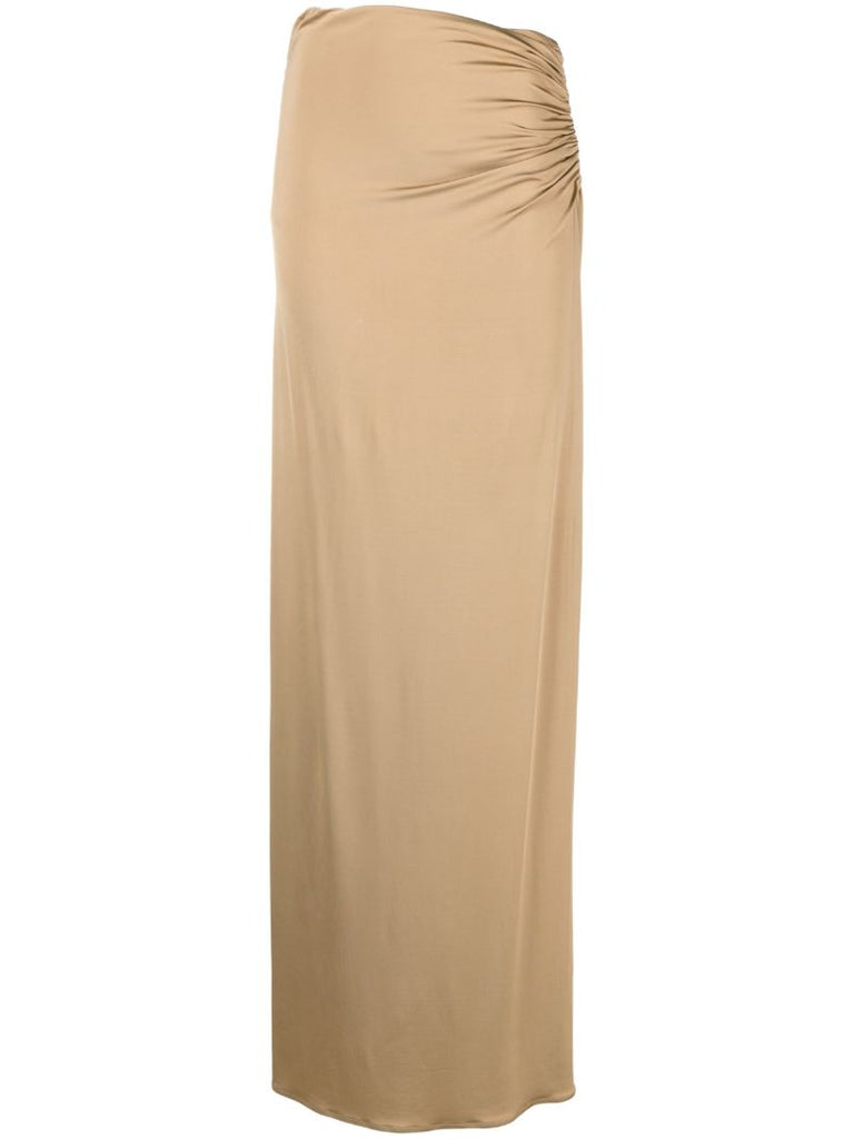 Neutral Satin Maxi Skirt