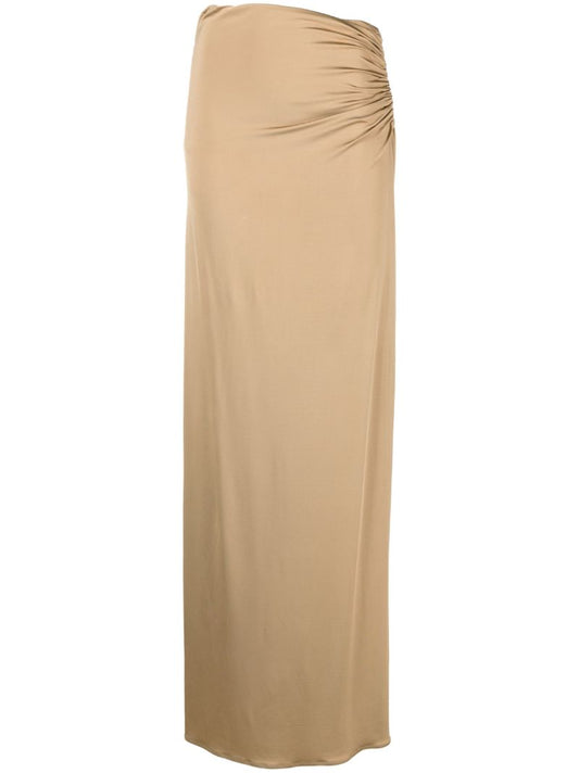 Neutral Satin Maxi Skirt