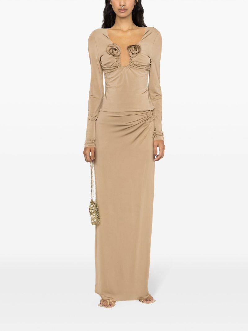 Neutral Satin Maxi Skirt