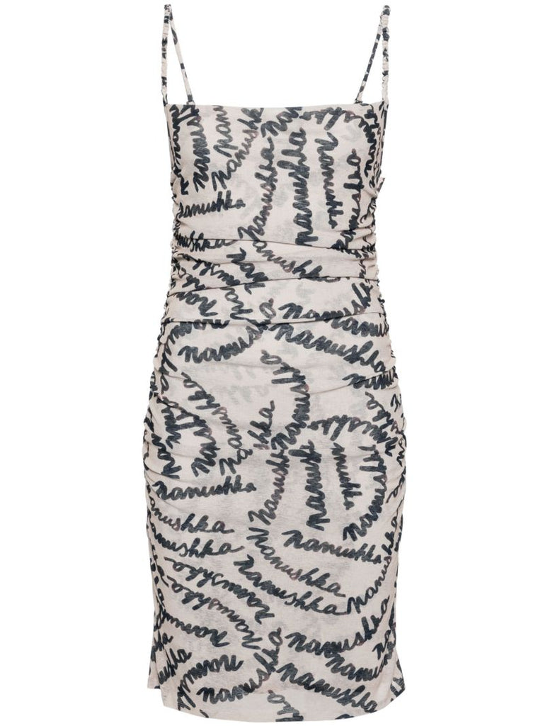 Neutral Adie Logo-print Mini Dress