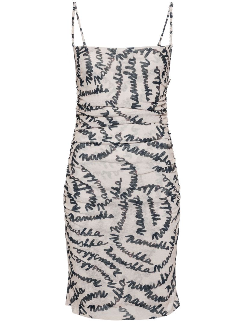 Neutral Adie Logo-print Mini Dress