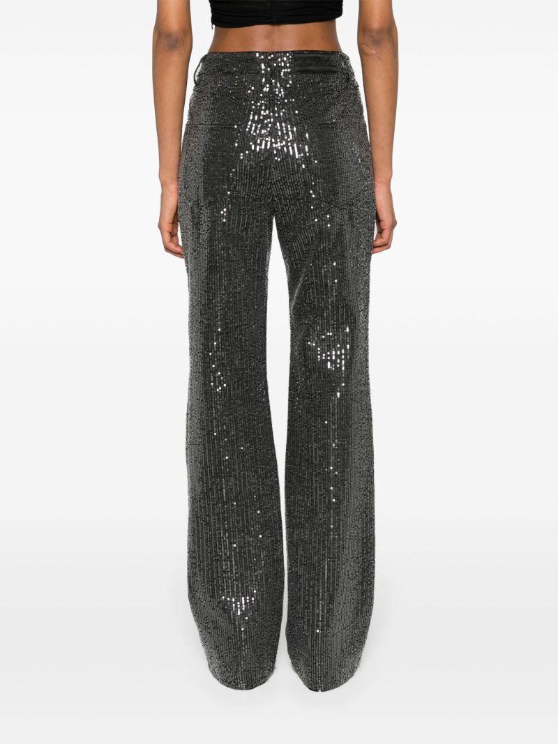 Black Sequin-embellished Straight-leg Jeans