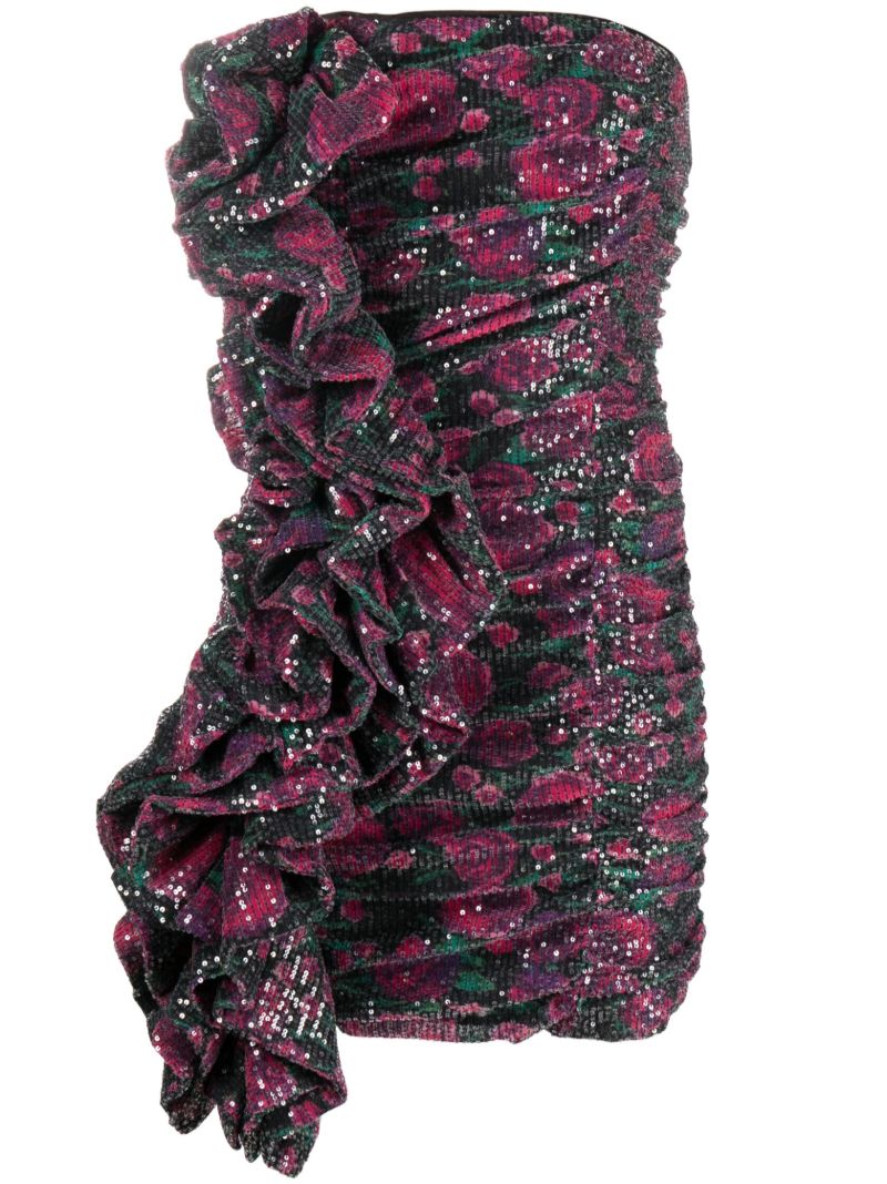 Purple Sequin-embellished Mini Dress