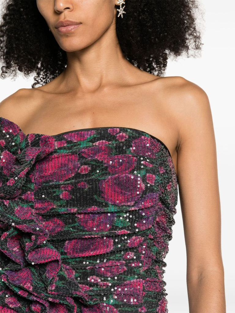 Purple Sequin-embellished Mini Dress