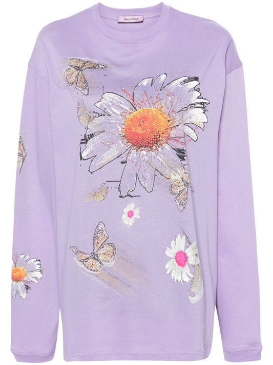 Purple Moto Floral-print T-shirt