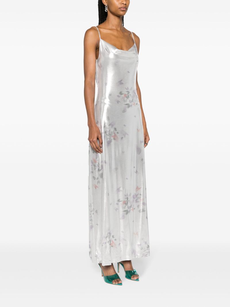 Silver-tone Ita Laminated Maxi Dress