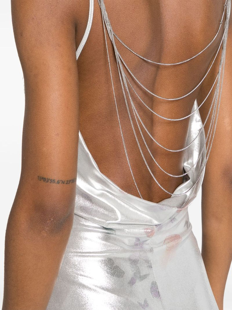 Silver-tone Ita Laminated Maxi Dress