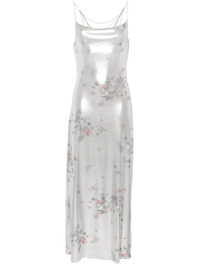 Silver-tone Ita Laminated Maxi Dress