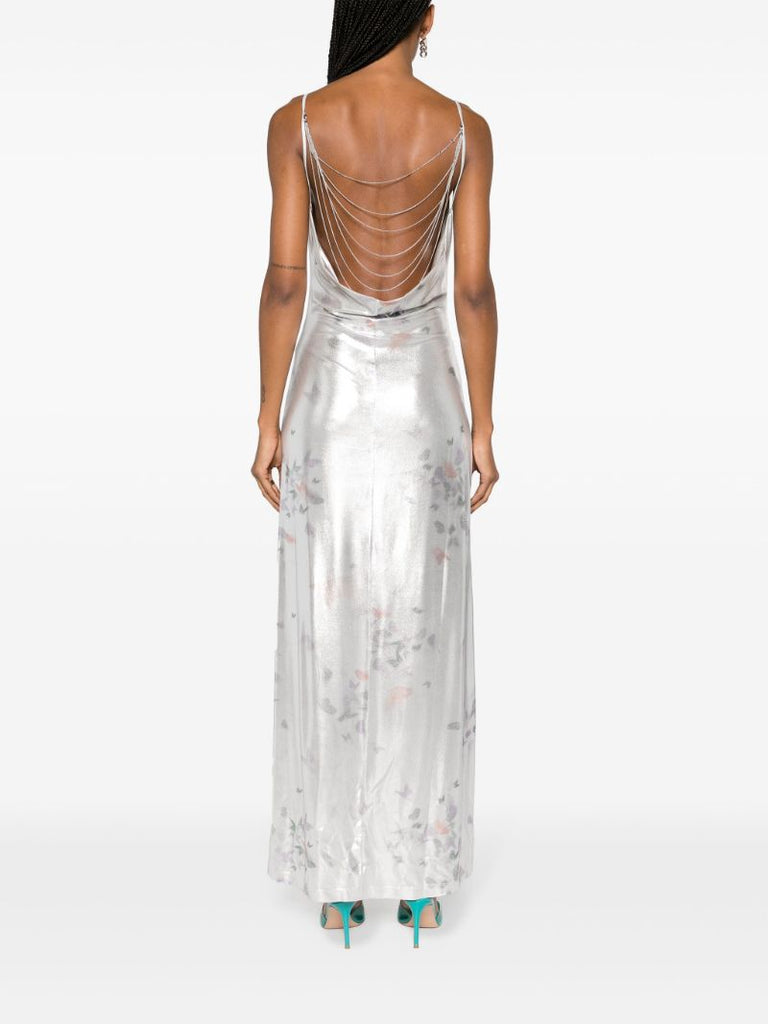Silver-tone Ita Laminated Maxi Dress