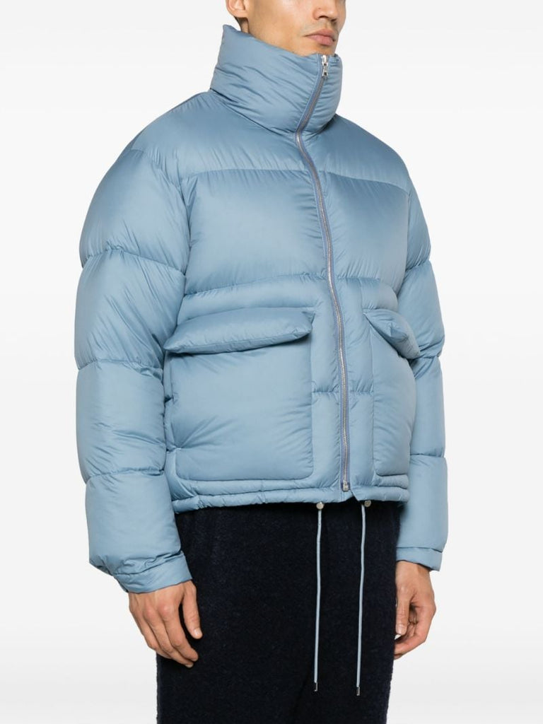 Blue Super Light Nylon Ripstop Puffer Jacket