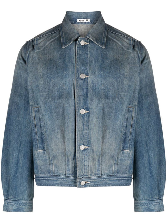 Blue Crinkled Denim Jacket