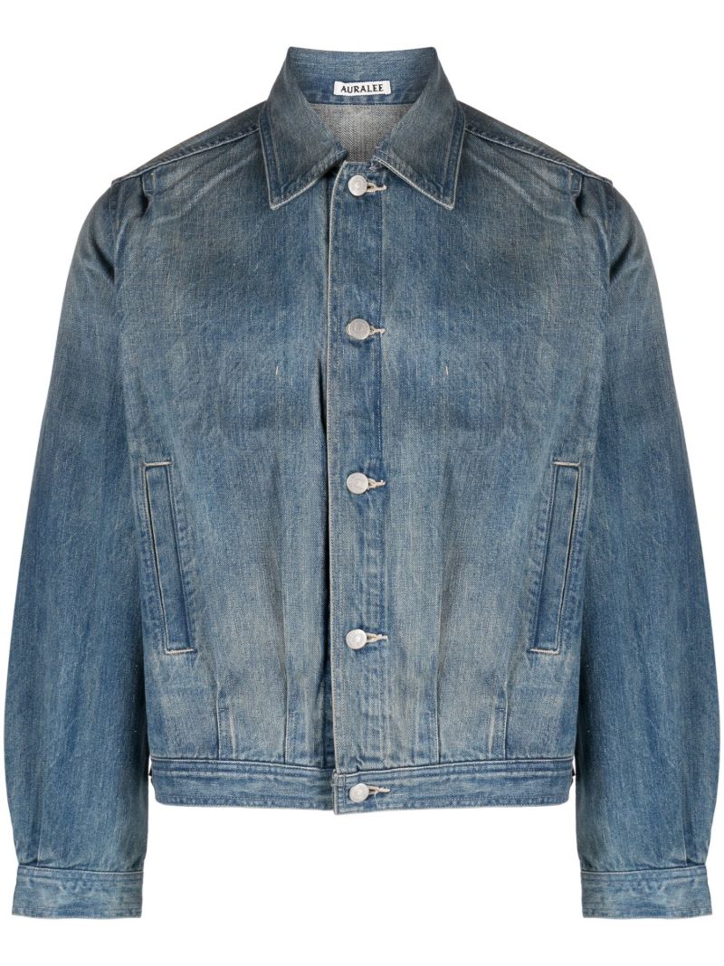 Blue Crinkled Denim Jacket