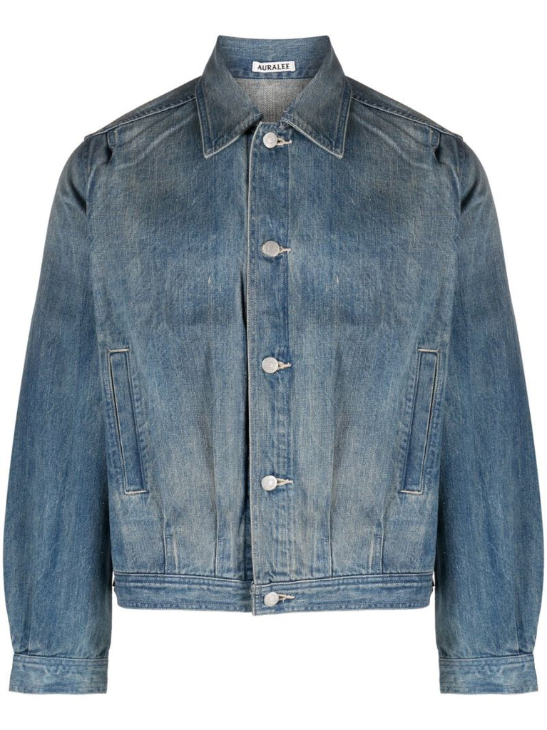 Blue Crinkled Denim Jacket