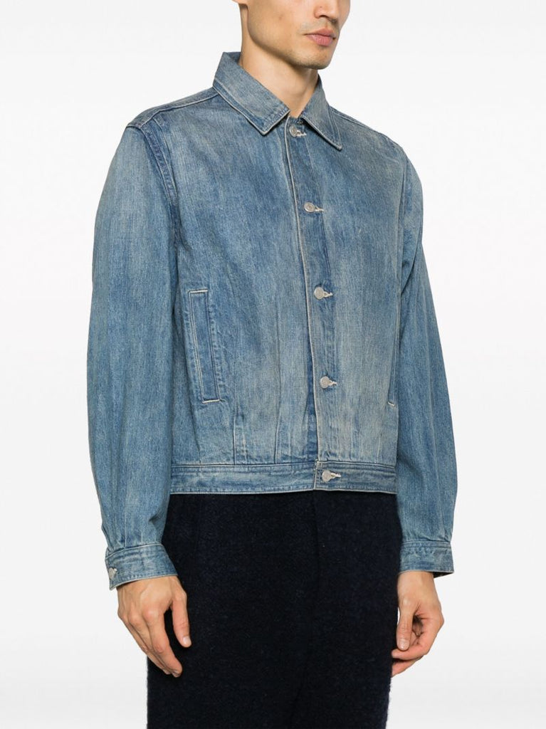 Blue Crinkled Denim Jacket