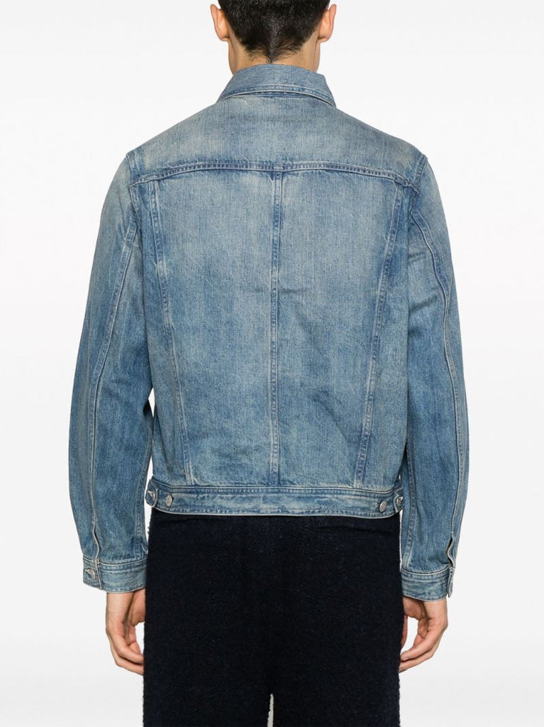 Blue Crinkled Denim Jacket
