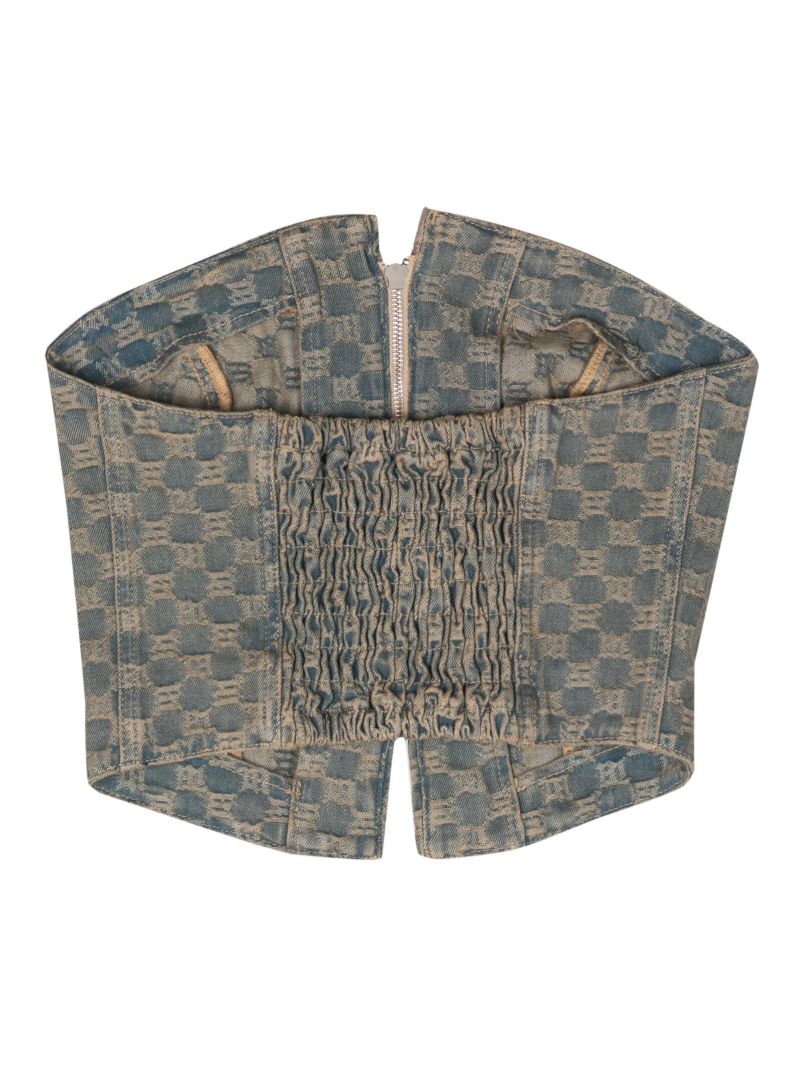 Blue Monogram-jacquard Denim Corset Top