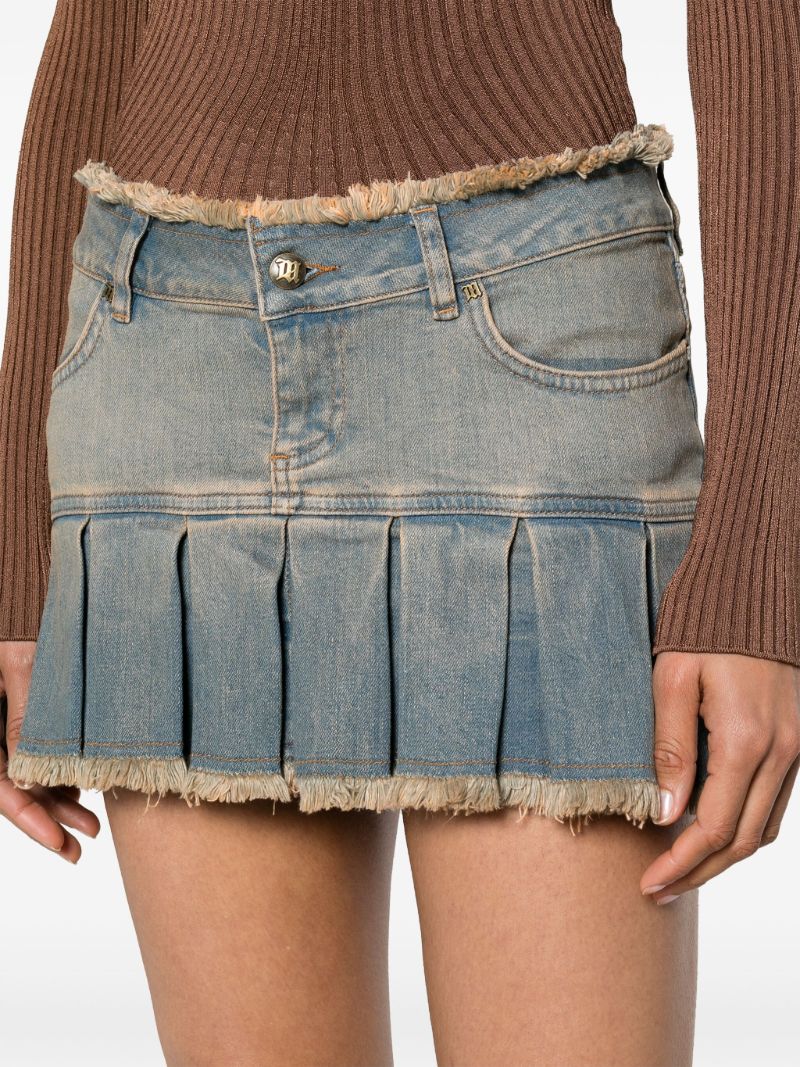 Blue Pleated Denim Mini Skirt