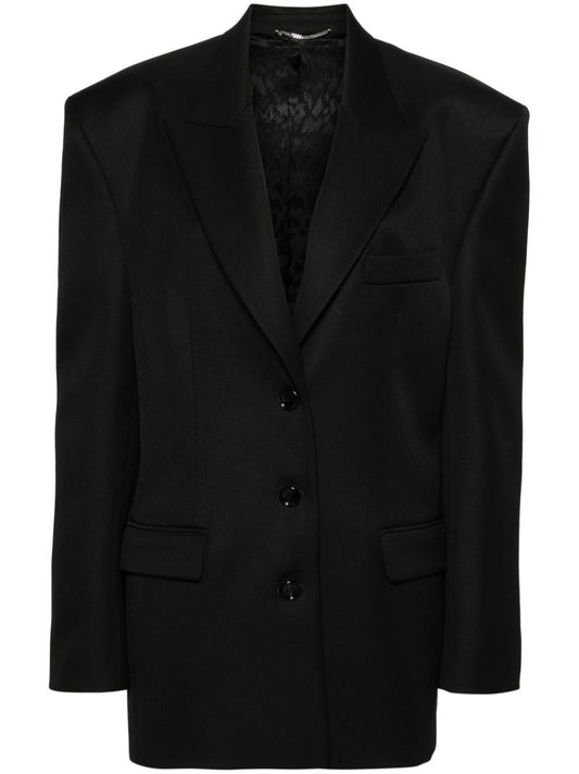 Black Single-breasted Wool Blazer