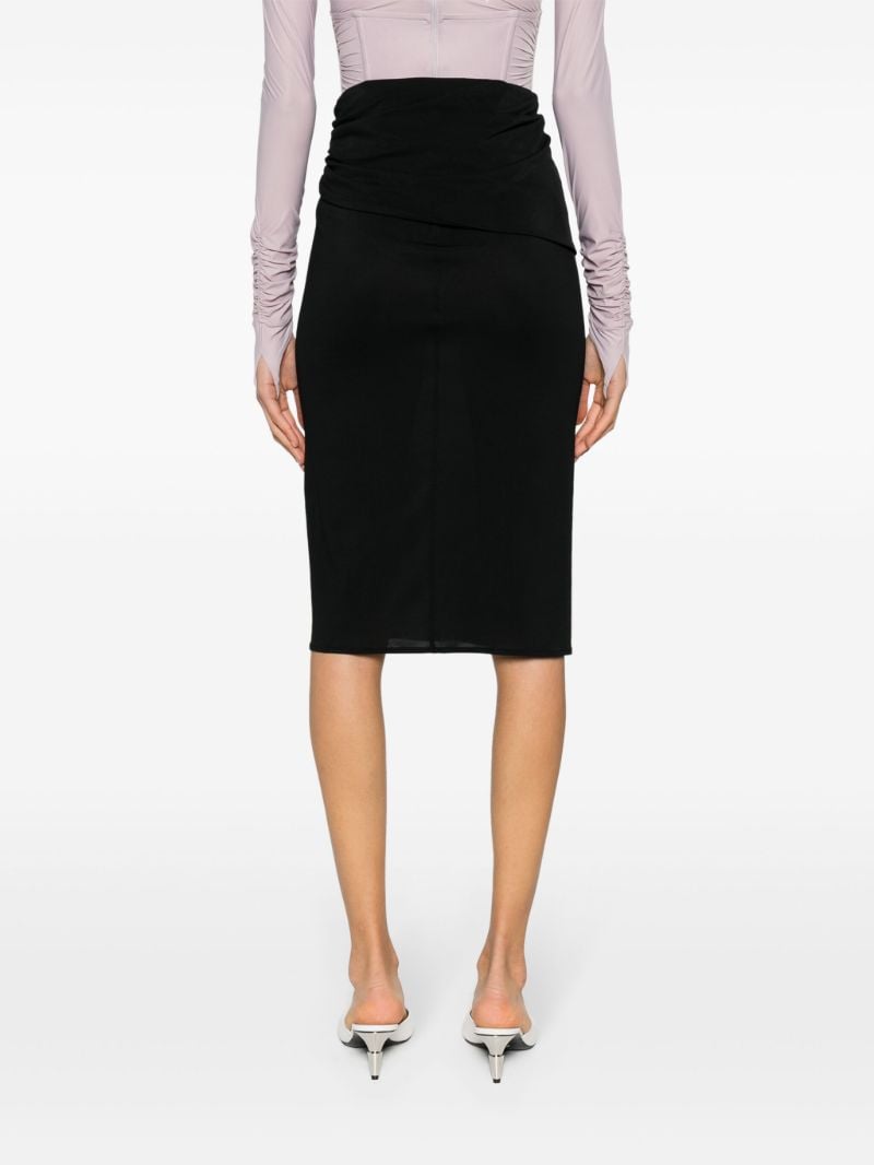 Black Floral-appliquÃ_x0083_Â© Midi Skirt