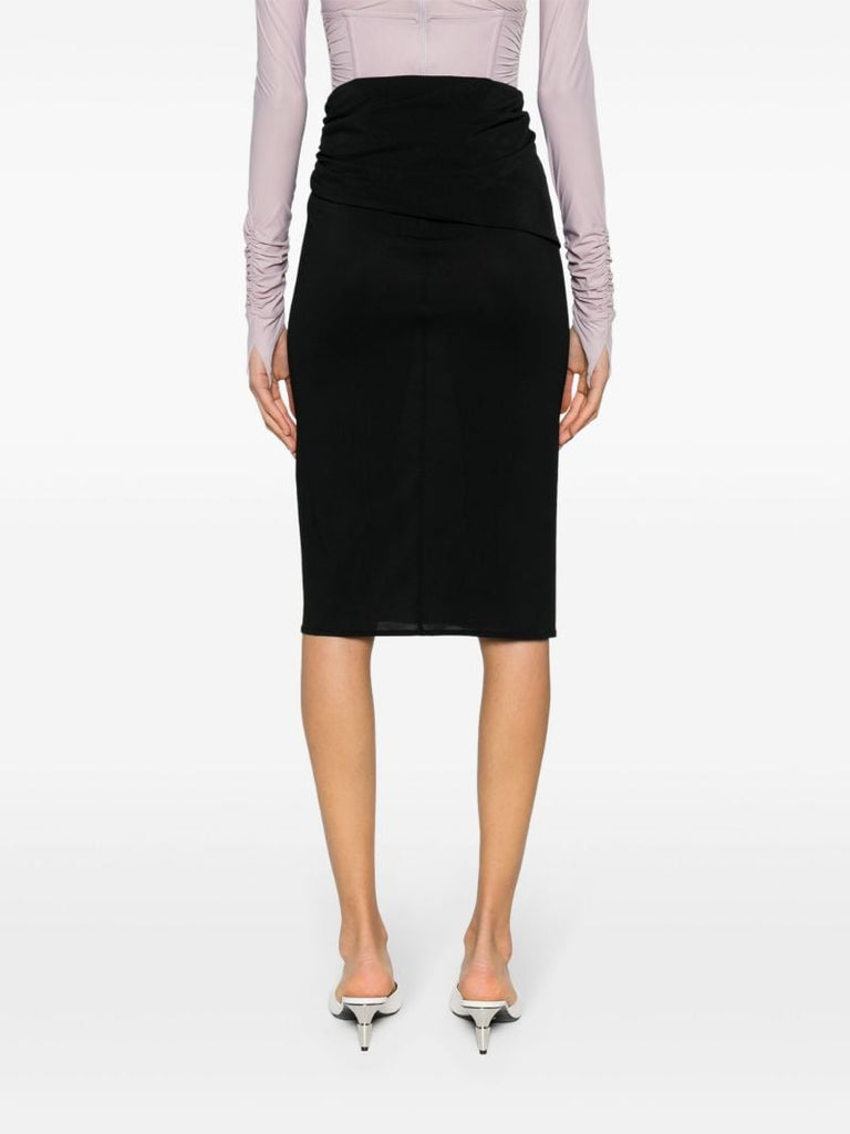 Black Floral-appliquÃ_x0083_Â© Midi Skirt