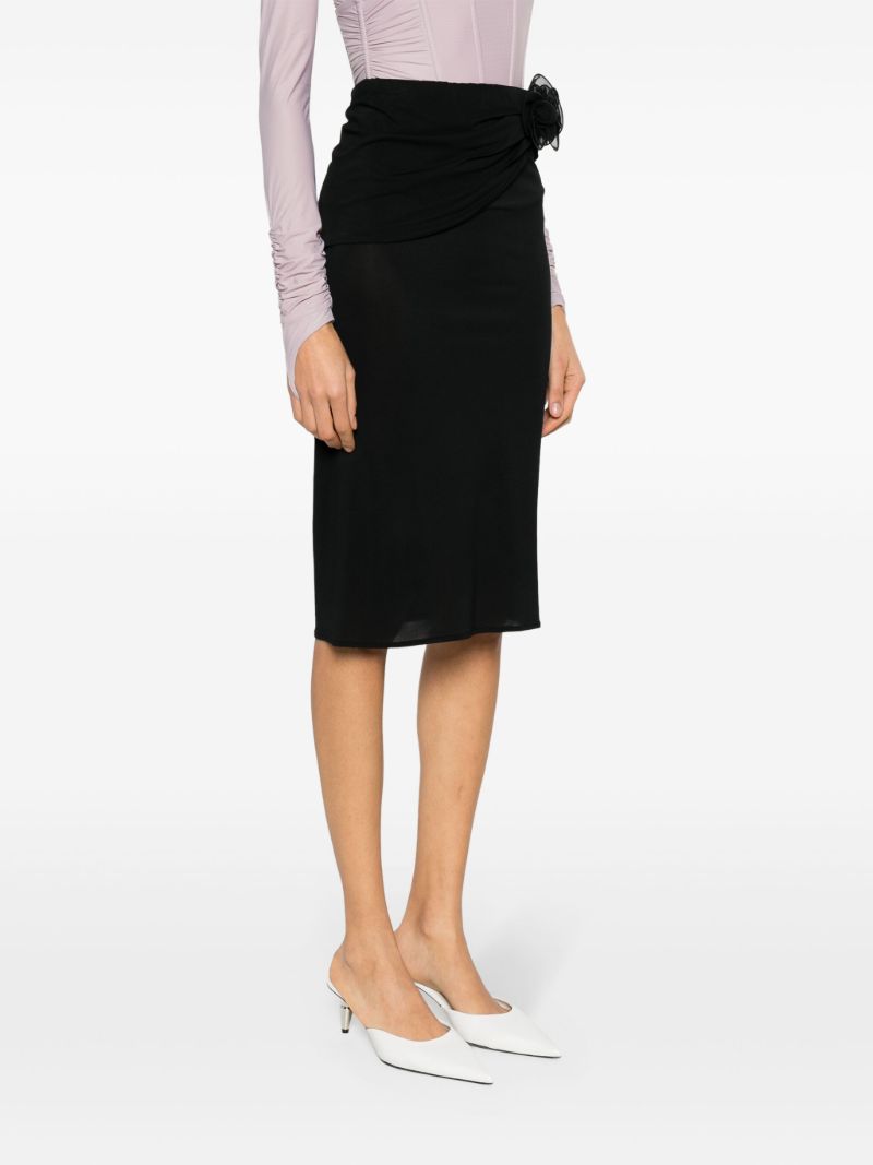 Black Floral-appliquÃ_x0083_Â© Midi Skirt