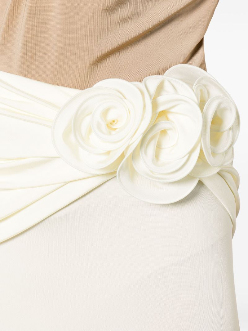 White Floral-appliquÃ_x0083_Â© Midi Skirt