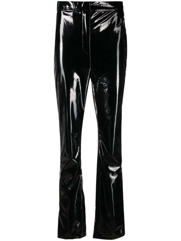 Black Patent Slim-leg Trousers