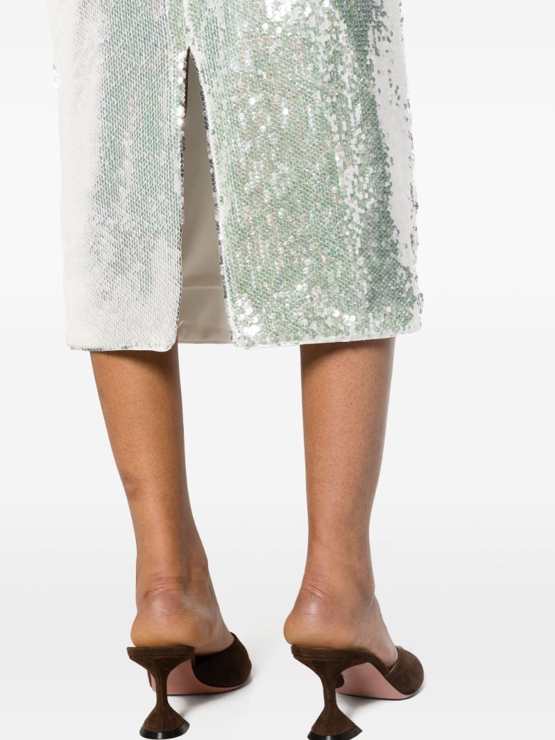 White Sequin-embellished Pencil Skirt