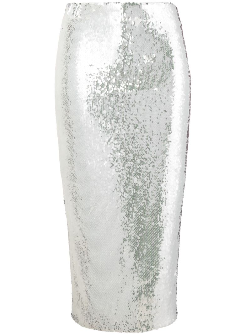 White Sequin-embellished Pencil Skirt