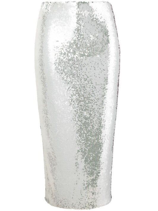 White Sequin-embellished Pencil Skirt