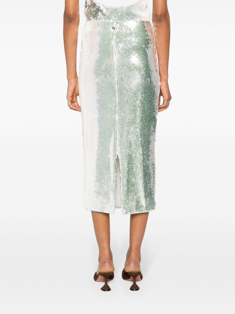 White Sequin-embellished Pencil Skirt
