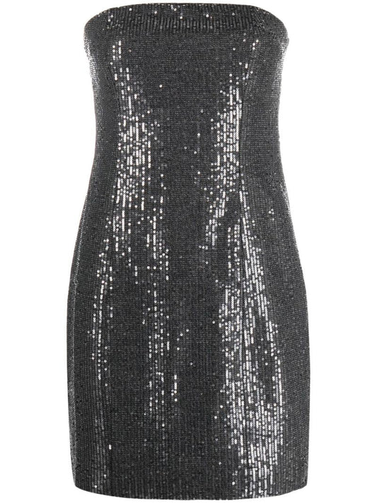 Black Sequin-embellished Mini Dress