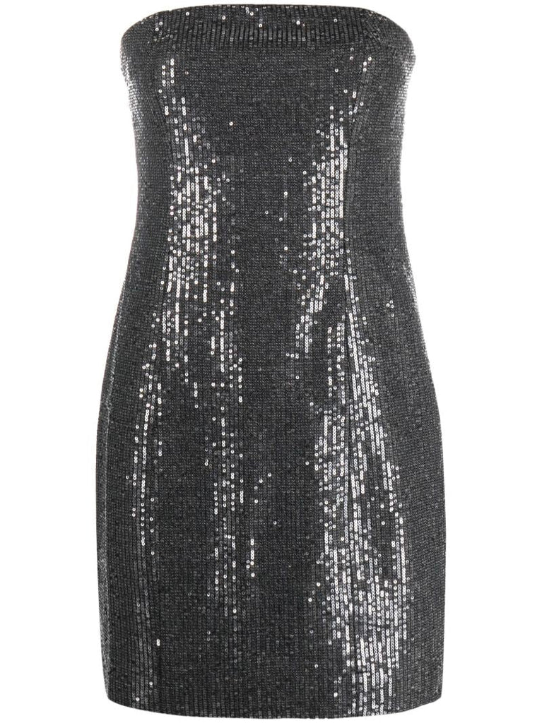 Black Sequin-embellished Mini Dress