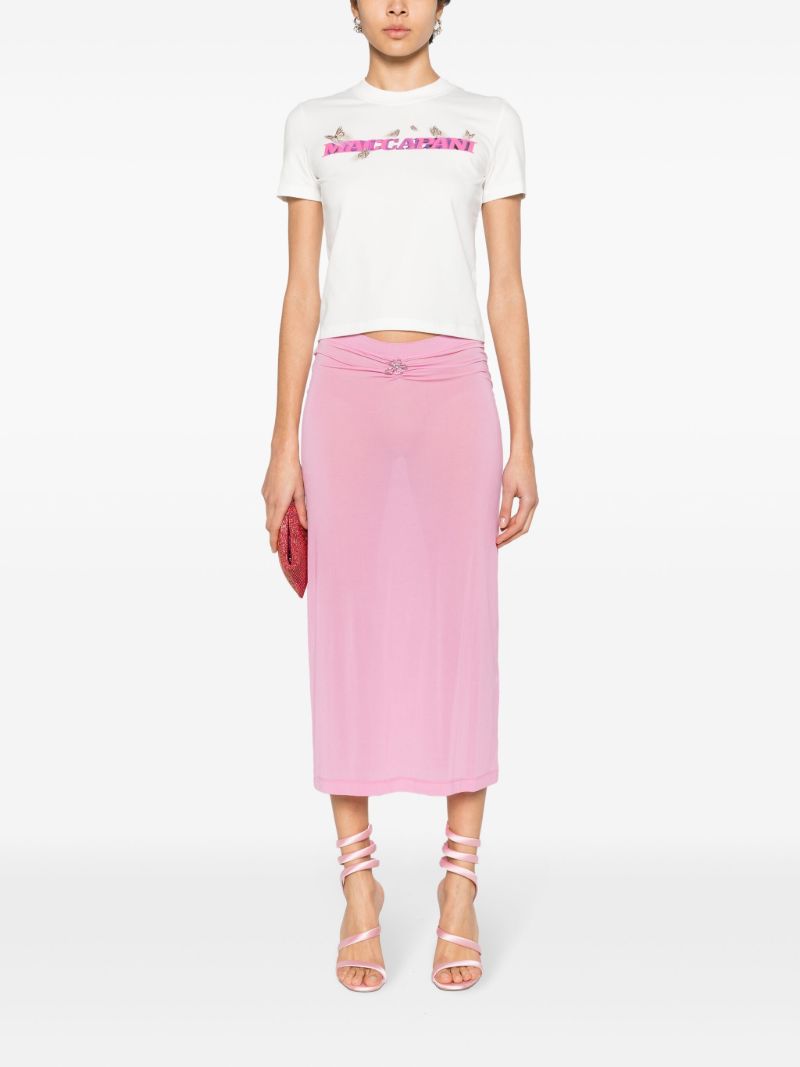Pink Logo-plaque Midi Skirt