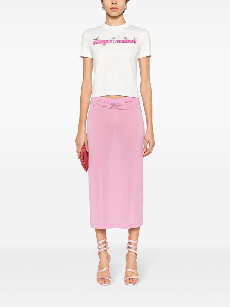 Pink Logo-plaque Midi Skirt