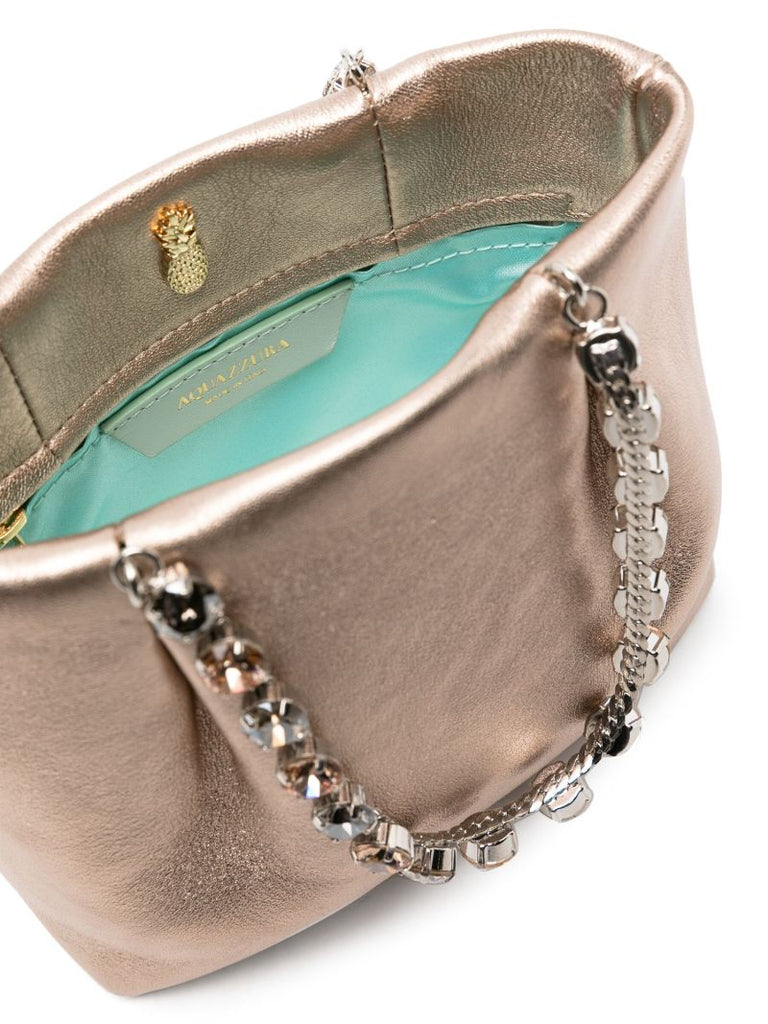 Silver Galactic Mini Leather Tote Bag