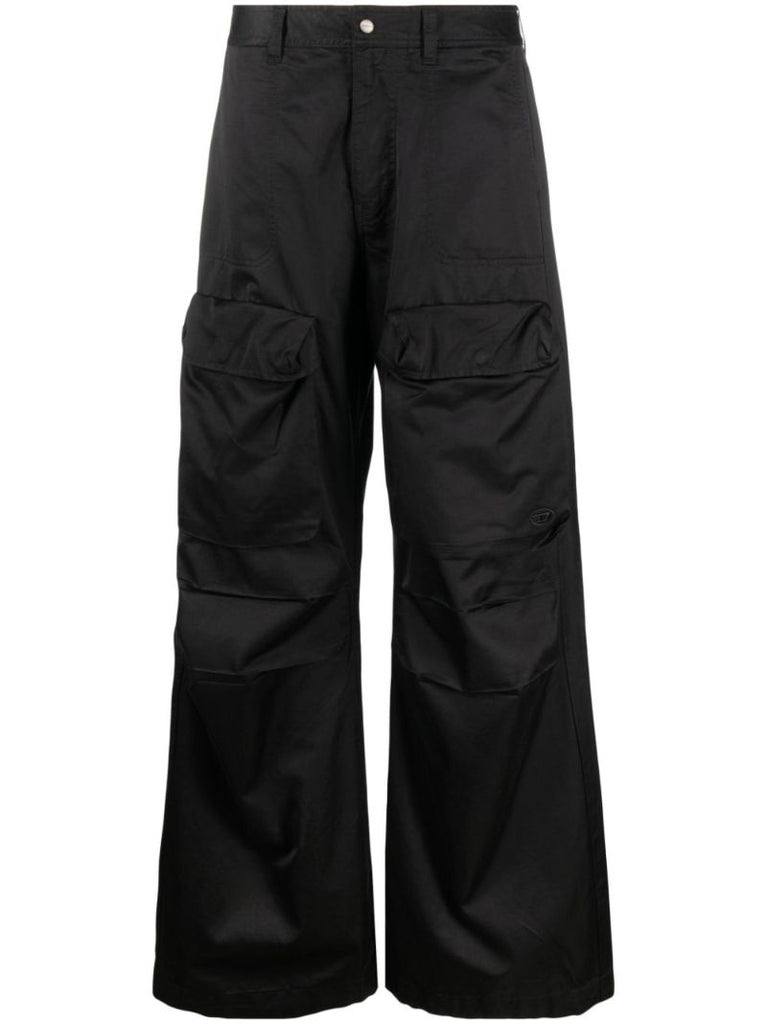Black P-malvarosa-new Satin Cargo Trousers