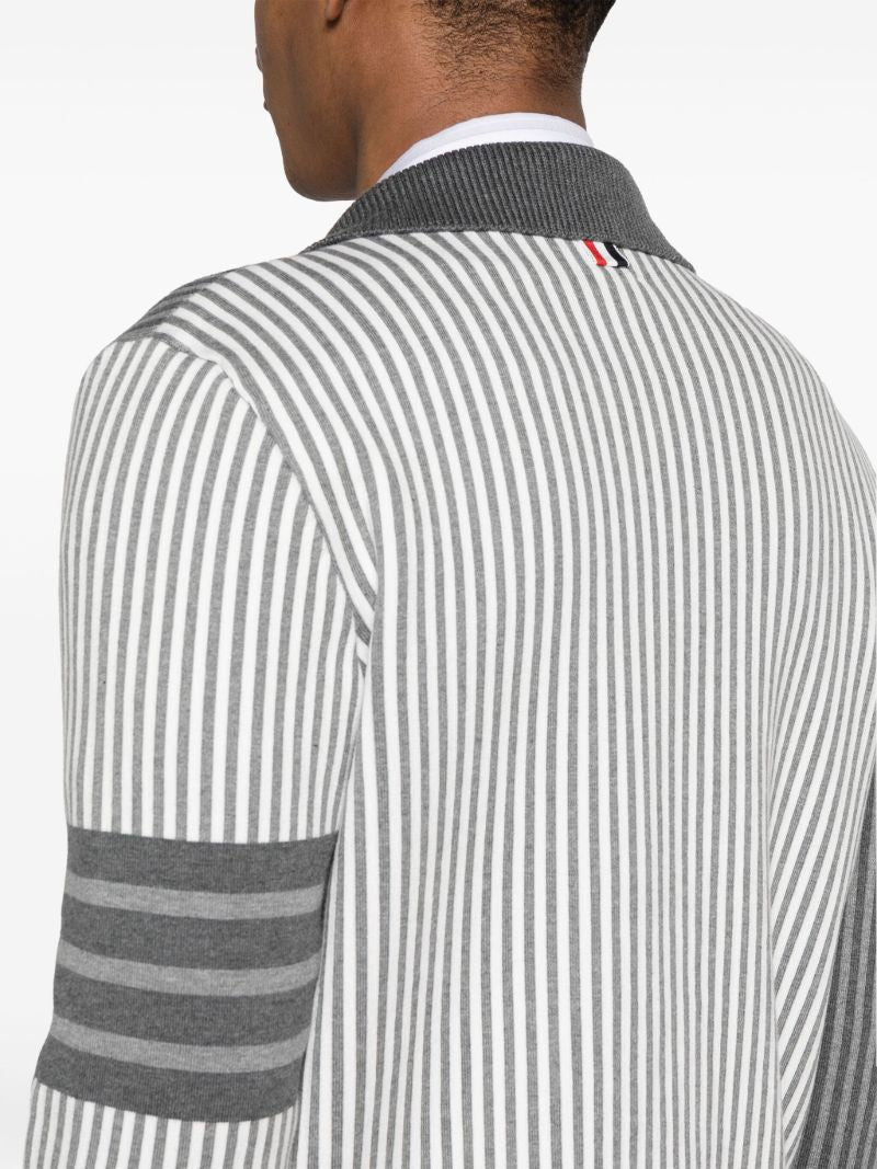 Grey Fun-mix Striped Cardigan