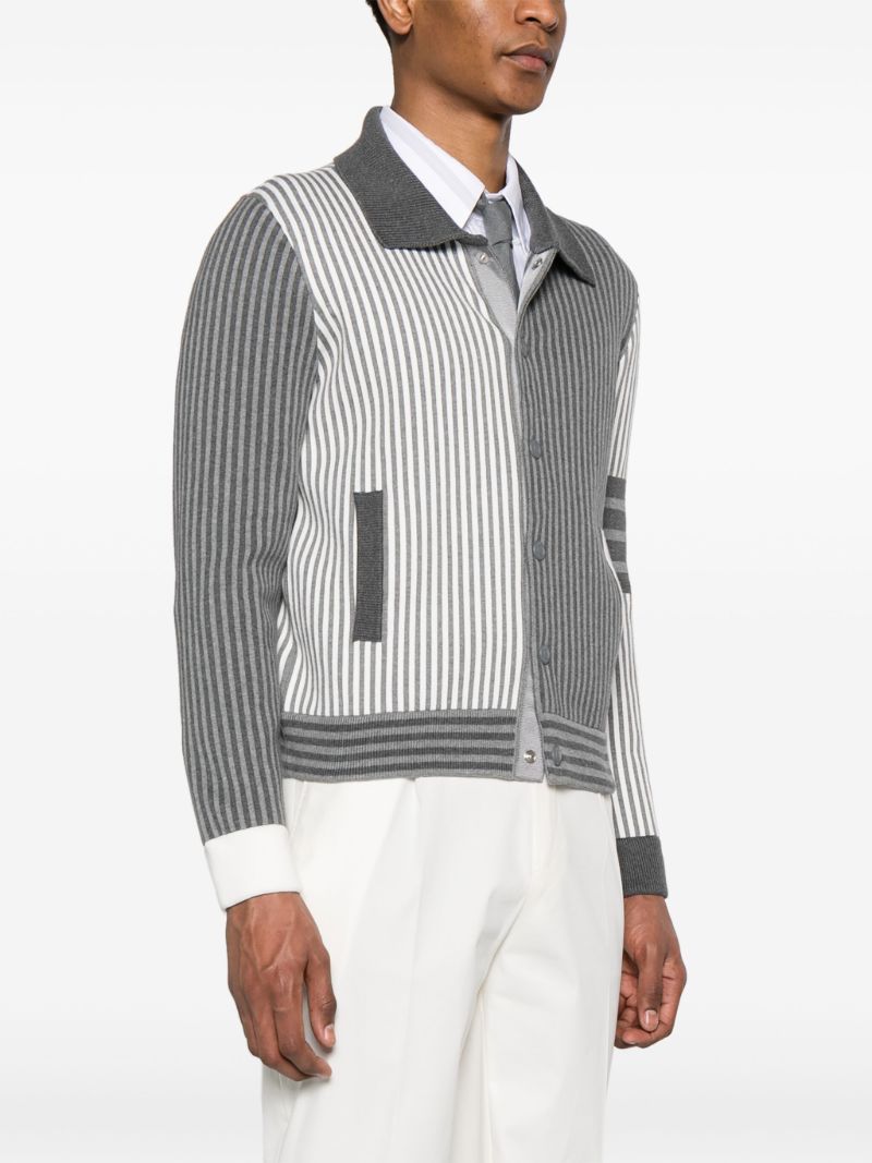 Grey Fun-mix Striped Cardigan